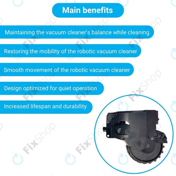 Колело с мотор за Xiaomi Dreame F9, Mi Robot Vacuum Mop (Mijia 1C), 2 Pro+ (Mijia 1T), дясно, Black