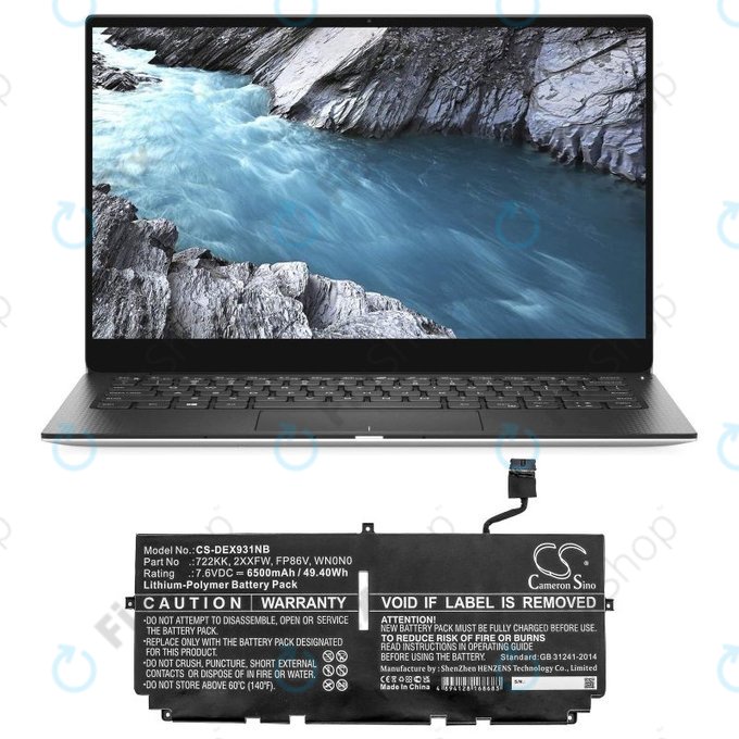 Батерия за Dell XPS 13 9300, 9380, 9310, 6500mAh, Li-Pol, 7.6V, 2XXFW, HQ