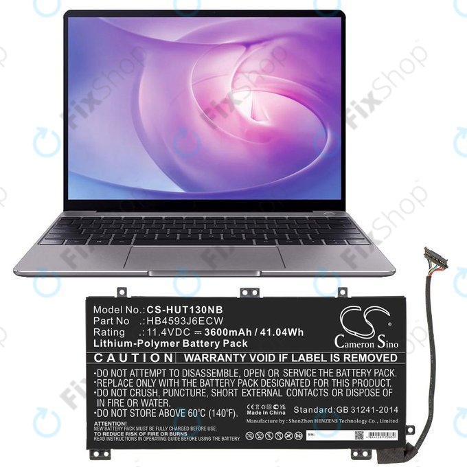 Батерия за Huawei MateBook 13, 13 i7, 3600mAh, Li-Pol, 11.4V, HB4593J6ECW, HQ