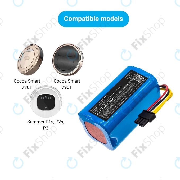 Батерия за Proscenic Cocoa Smart 780T, 790T, Summer P1s, P2s, VR1717, Li-Ion 14.8V 2600mAh, HQ