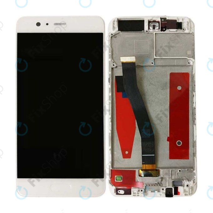 дисплей за Huawei P10, Тъчскрийн и рамка, бял, White, TFT