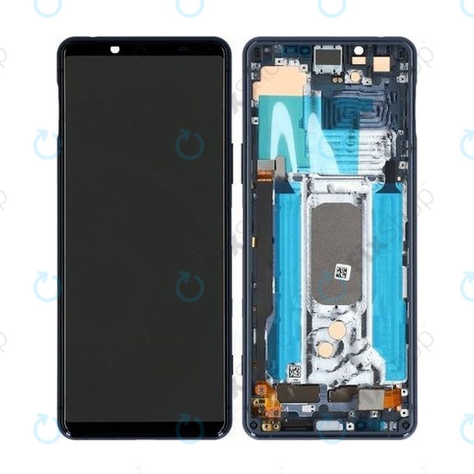 дисплей за Sony Xperia 5 II, Тъчскрийн и рамка, A5024934A, син, Blue, Genuine Service Pack