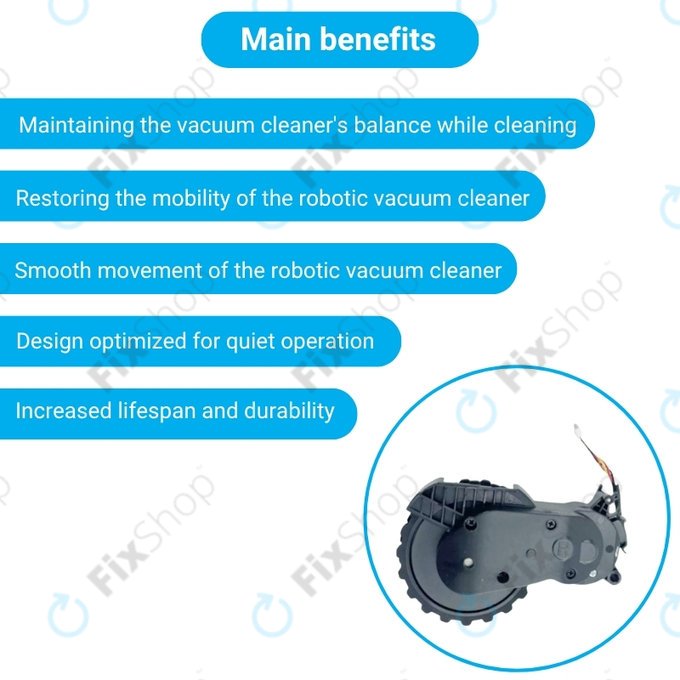 Колело с мотор дясно за Xiaomi Mijia E10, E12, Mi Robot Vacuum Mop 2 Lite, 2 Pro, Black, Черен