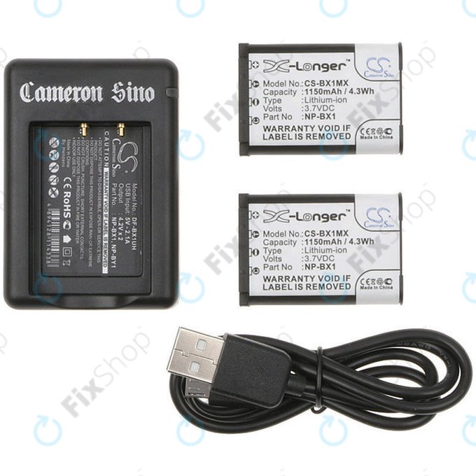 2 батерии с зарядно устройство заSony Cyber-shot DSC-RX100, Cyber-shot DSC-WX300B, 1150mAh, Li-Ion, 7.4V, NP-BX1, HQ