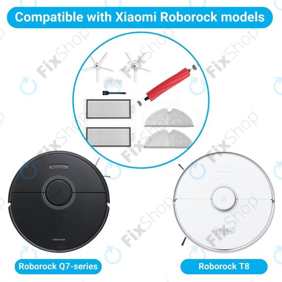 Стандартен комплект за Xiaomi Roborock Q7, Q7+, Q7 Max, Q7 Max+, T8, бял, White