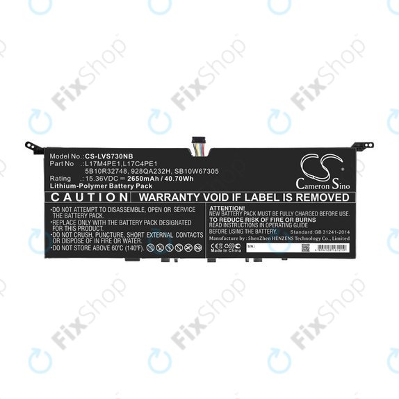 Батерия за Lenovo IdeaPad 730-13, 2650mAh, Li-Pol, 15.36V, 5B10R32748, HQ