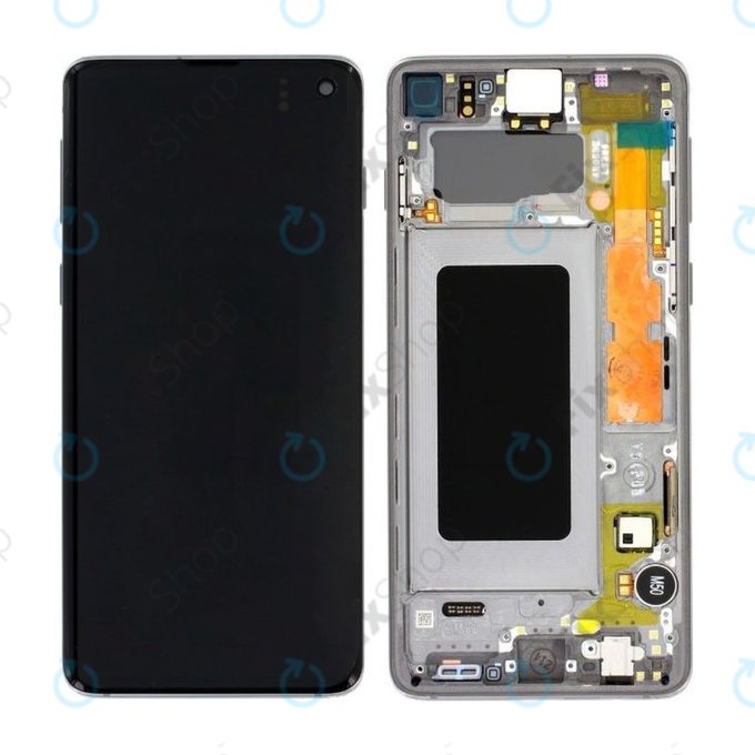 дисплей за Samsung S10 G973F, GH82-18850A, GH82-18835A, GH82-18860A, Тъчскрийн и рамка, Prism Black, Genuine Service Pack