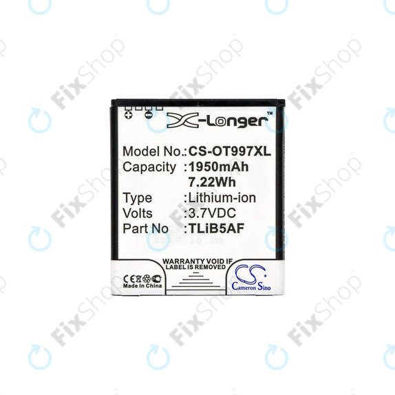 Батерия за Alcatel One Touch 997, X Pop, TCL S710, S800, 1950mAh, Li-Ion, 3.7V, TLiB5AF, HQ