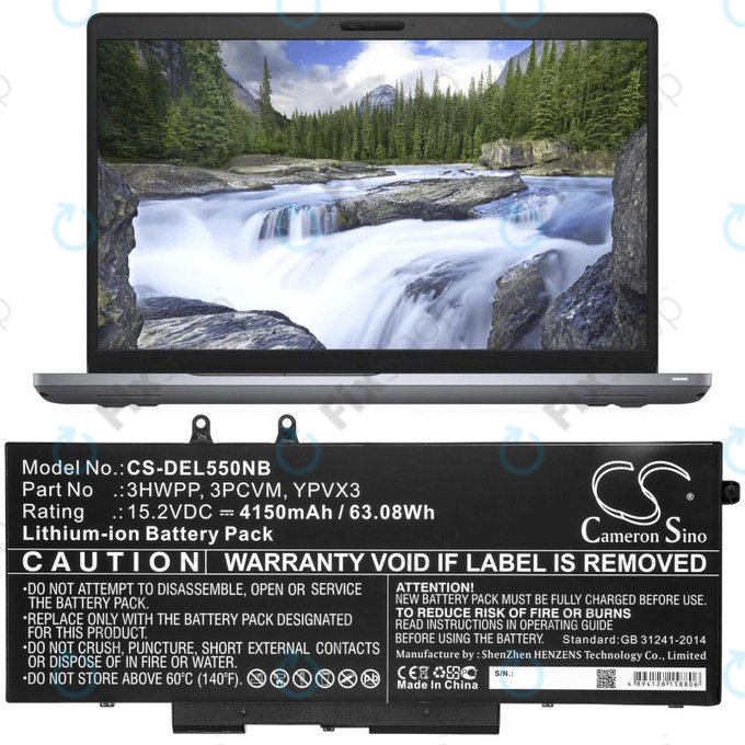 Батерия за Dell Latitude 5501, Latitude 5401, Latitude 14 5410, Latitude 15 5511, 4150mAh, Li-Ion, 15.2V, 3HWPP, HQ