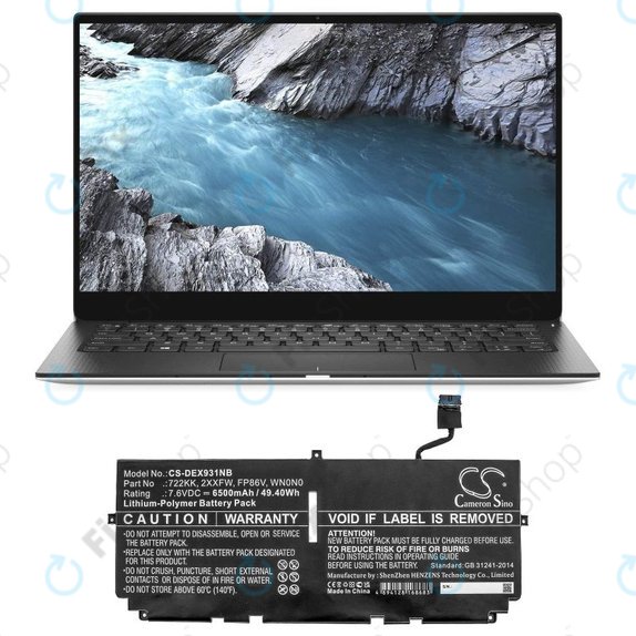 Батерия за Dell XPS 13 9300, 9380, 9310, 6500mAh, Li-Pol, 7.6V, 2XXFW, HQ