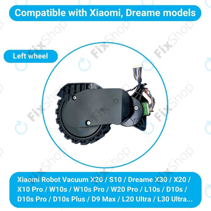 Колело с мотор дясно за Xiaomi Robot Vacuum X20, S10, Dreame X30, X20, X10 Pro, Black, Черен