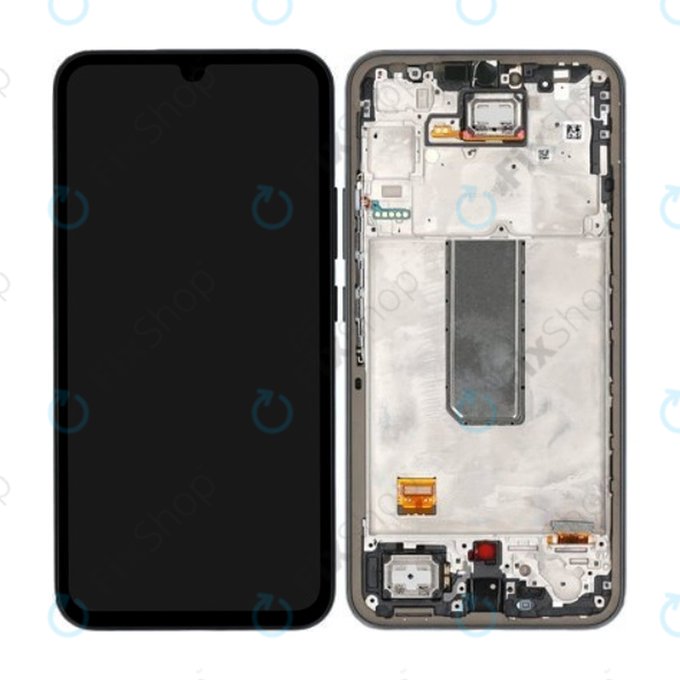 дисплей за Samsung A34 5G A346B, Тъчскрийн и рамка, GH82-31200A, GH82-31201A, черен, Black, Genuine Service Pack