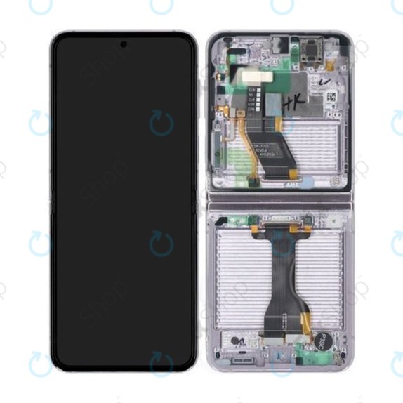 дисплей за Samsung Z Flip 5 F731B, Тъчскрийн и рамка, GH82-31828C, GH82-31827C, Lavender, Genuine Service Pack