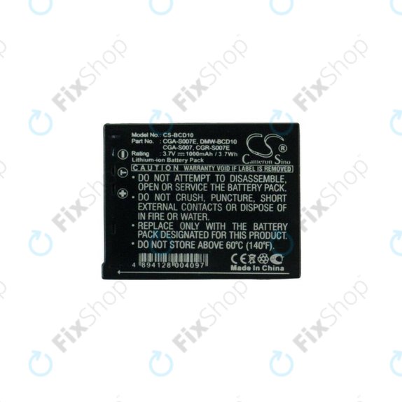 Батерия за Panasonic Lumix DMC-TZ1, TZ2, TZ3, TZ4, TZ5, TZ11, TZ15, TZ50, 1000mAh, Li-Ion, CGA-S007 / CGR-S007, HQ