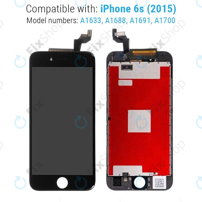 Дисплей за iPhone 6S, Black, Тъчскрийн с рамка