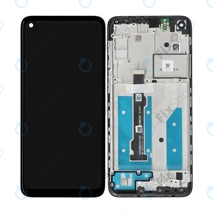 дисплей за Motorola Moto G8 XT2045, Тъчскрийн и рамка, 5D68C16383, черен, Black, Genuine Service Pack