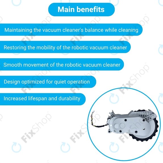 Колело с мотор ляво за Xiaomi Mijia E10, E12, Mi Robot Vacuum Mop 2 Lite, 2 Pro, White, Бял