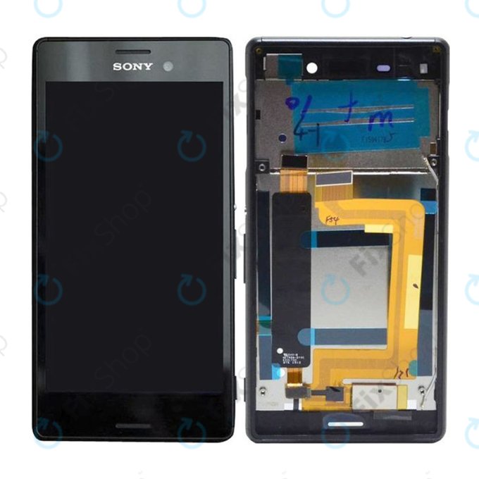 дисплей за Sony Xperia M4 Aqua Dual E2333, Тъчскрийн и рамка, черен, Black, 124TUL0015A, 124TUL0011A, Genuine Service Pack