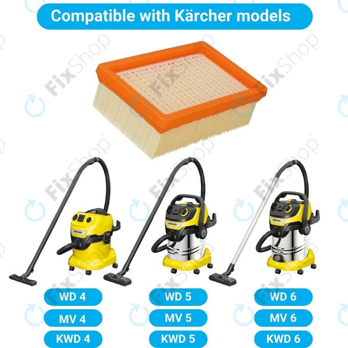 Плосък филтър за Kärcher WD-series, MV-series, KWD-series