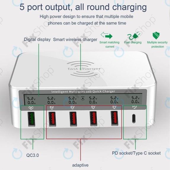 Сервизна зарядна станция WLX-818F, USB 3.0, USB-C