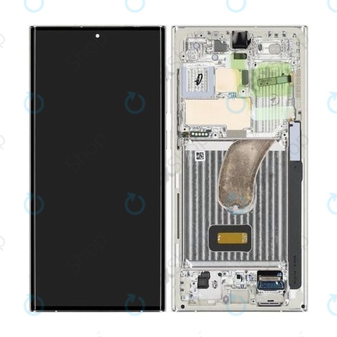 дисплей за Samsung S23 Ultra S918B, Тъчскрийн и рамка, GH82-30466B, GH82-30465B, Cream, Genuine Service Pack