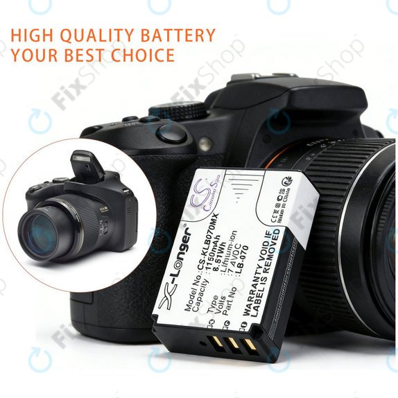 Батерия за Kodak PIXPRO S1, AZ651, AZ652, AZ901, 1150mAh, Li-Ion, 7.4V, LB-070, HQ