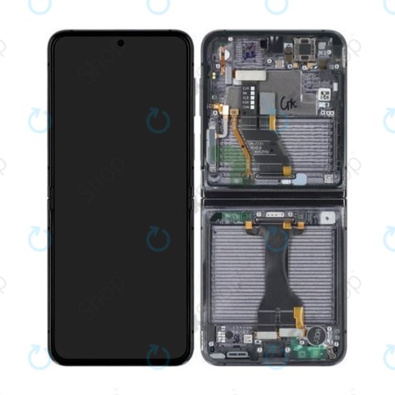 дисплей за Samsung Z Flip 5 F731B, Тъчскрийн и рамка, GH82-31827A, Graphite, Genuine Service Pack