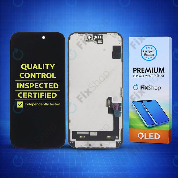 Дисплей Soft OLED за iPhone 15, Тъчскрийн с рамка, FixPremium