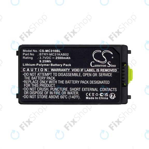 Батерия за Symbol, Zebra MC3100, MC3190, 2500mAh, Li-Pol, 3.7V, BTRY-MC31KAB02, HQ