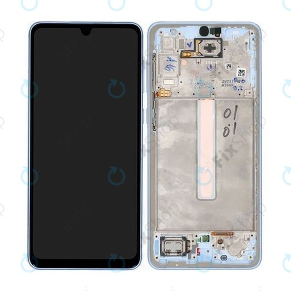 дисплей за Samsung A33 5G A336B, Тъчскрийн и рамка, TFT, GH82-28143C, GH82-28144C, Awesome Blue, Genuine Service Pack