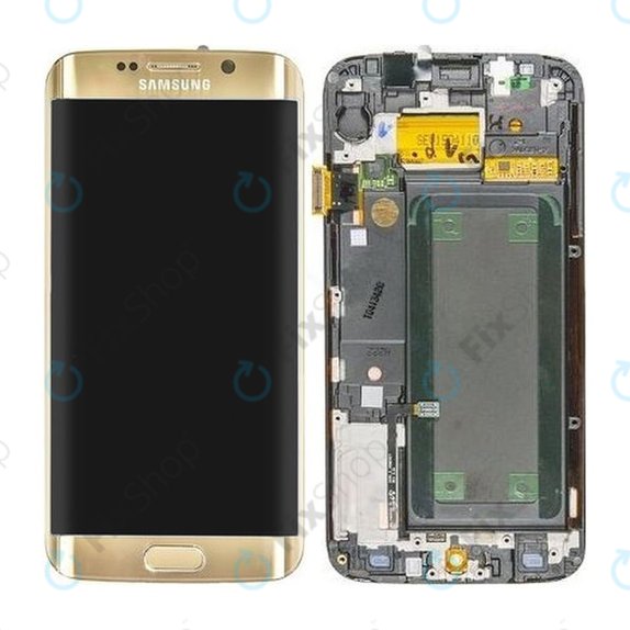 дисплей за Samsung S6 Edge G925F, Тъчскрийн и рамка, Gold Platinum, GH97-17162C, GH97-17317C, GH97-17334C, Genuine Service Pack