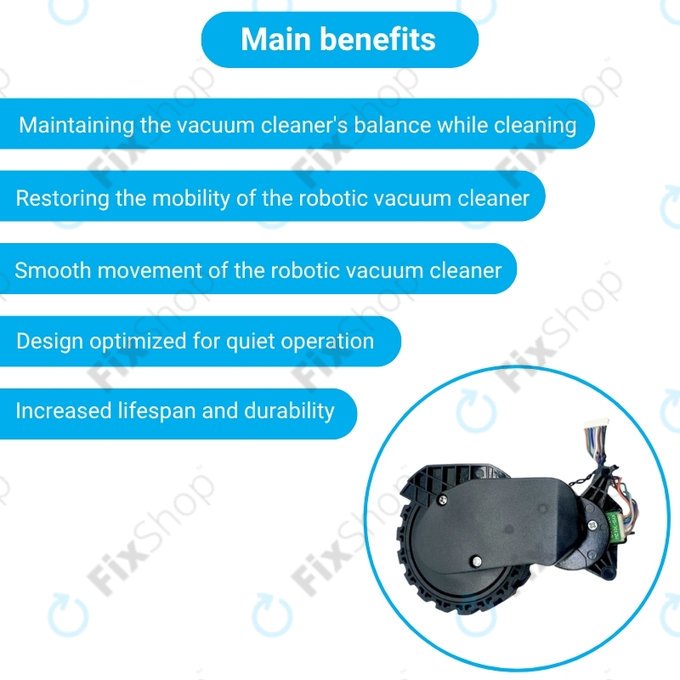 Колело с мотор дясно за Xiaomi Robot Vacuum X20, S10, Dreame X30, X20, X10 Pro, Black, Черен