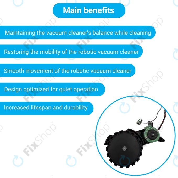 Колело с мотор дясно за Xiaomi Robot Vacuum X10, Dreame Z10 Pro, L10 Plus, D10 Plus, Black, Черен