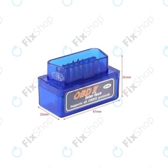 Уред за диагностика на автомобили, Mini, ELM327, Bluetooth, OBD2, Син, ELM Electronics