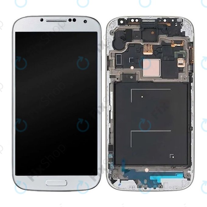 дисплей OLED за Samsung S4 i9500, Тъчскрийн и рамка, White Frost