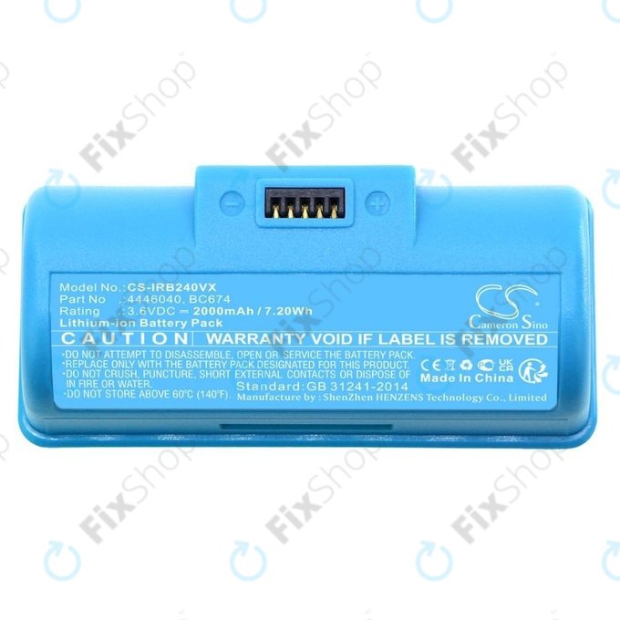 Батерия за iRobot Braava Jet 240, 241, 244, 245, Mopping Robot, 4446040, BC674, Li-Ion 3.6V 2000mAh, HQ
