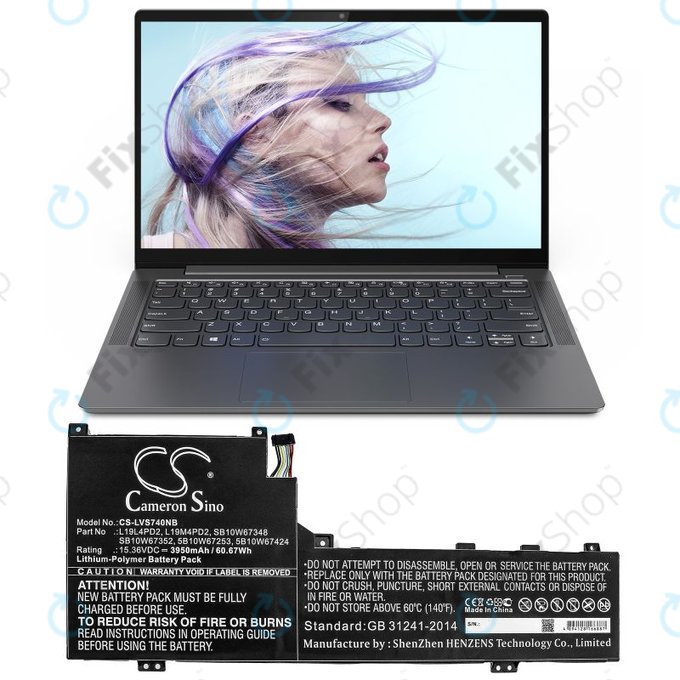 Батерия за Lenovo Yoga S740 14, IdeaPad S740-14IIL, 3950mAh, Li-Pol, 15.36V, L19L4PD2, HQ