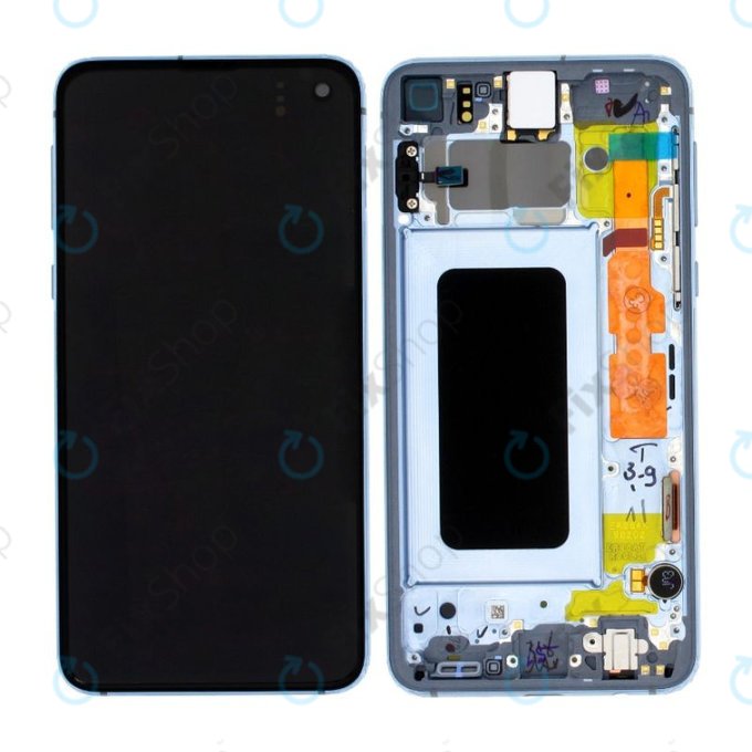 дисплей за Samsung S10e G970F, Тъчскрийн и рамка, GH82-18852C, GH82-18836C, Prism Blue, Genuine Service Pack