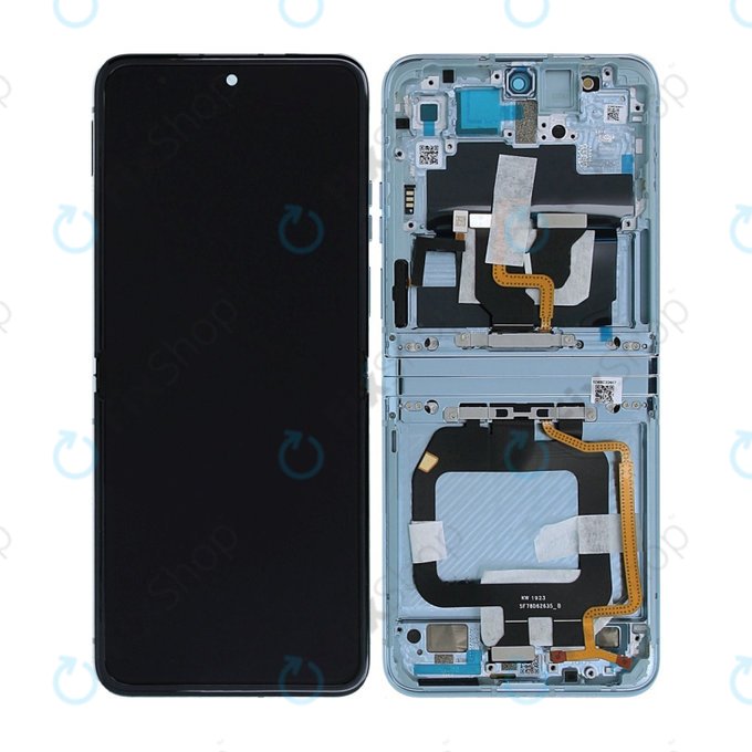 дисплей за Motorola Razr 40 Ultra, Тъчскрийн и рамка, 5D68C22597, Glacier Blue, Genuine Service Pack