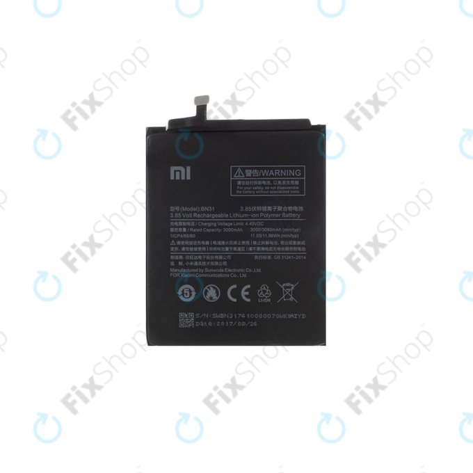 Батерия за Xiaomi Redmi Note 5A, Redmi S2 (Redmi Y2), BN31, 3080mAh - 46BN31G05014, Genuine Service Pack