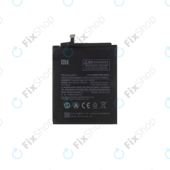 Батерия за Xiaomi Redmi Note 5A, Redmi S2 (Redmi Y2), BN31, 3080mAh - 46BN31G05014, Genuine Service Pack