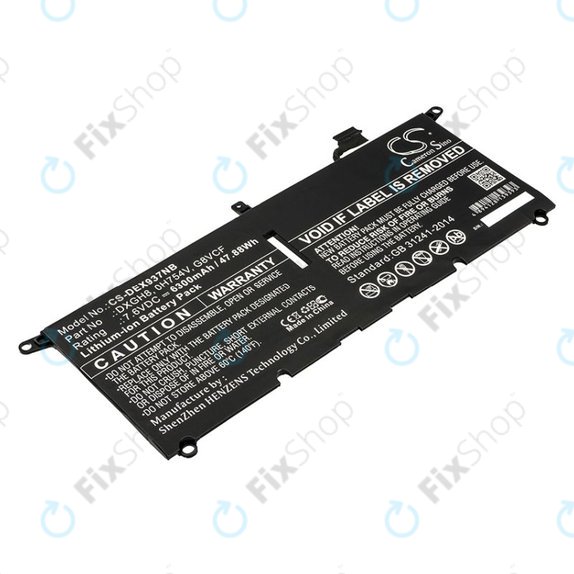 Батерия за Dell XPS 13 9370, 6300mAh, Li-Ion, 7.6V, DXGH8, HQ