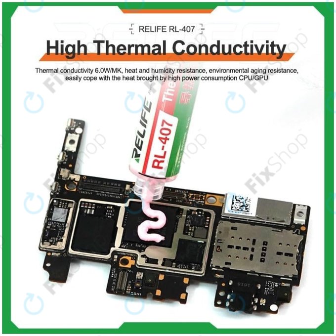 Силиконова термопаста Relife RL-407, 6 W/mK, 20g, розова