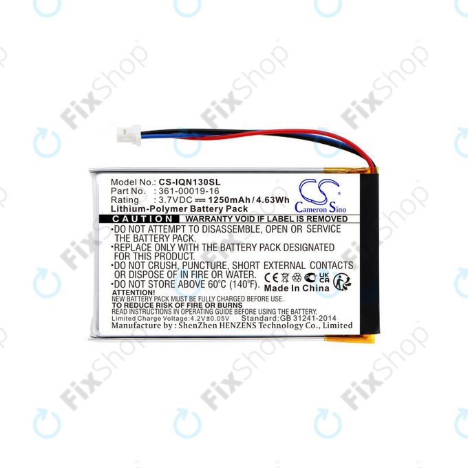Батерия за Garmin Nüvi 1300, 1350, 1370, 1390, 1490, 1250mAh, Li-Pol, 3.7V, 361-00019-16, HQ