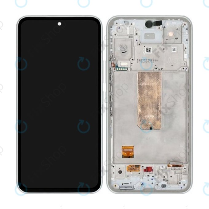 дисплей за Samsung A54 5G A546B, Тъчскрийн и рамка, GH82-31231B, GH82-31232B, бял, White, Genuine Service Pack