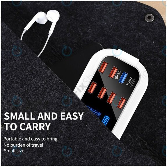 USB зарядна станция с USB 3.0 и USB-C, Asometech Model E