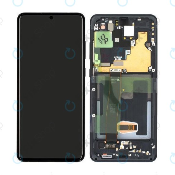 дисплей за Samsung S20 Ultra G988F, Тъчскрийн и рамка, GH82-26032A, GH82-26033A, Cosmic Black, Genuine Service Pack
