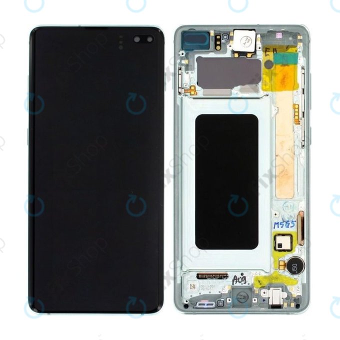 дисплей за Samsung S10 Plus G975F, GH82-18849E, GH82-18834E, GH82-18857E, Тъчскрийн и рамка, Prism Green, Genuine Service Pack