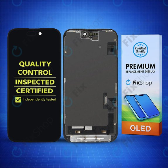 Дисплей Hard OLED за iPhone 15, Тъчскрийн с рамка, FixPremium