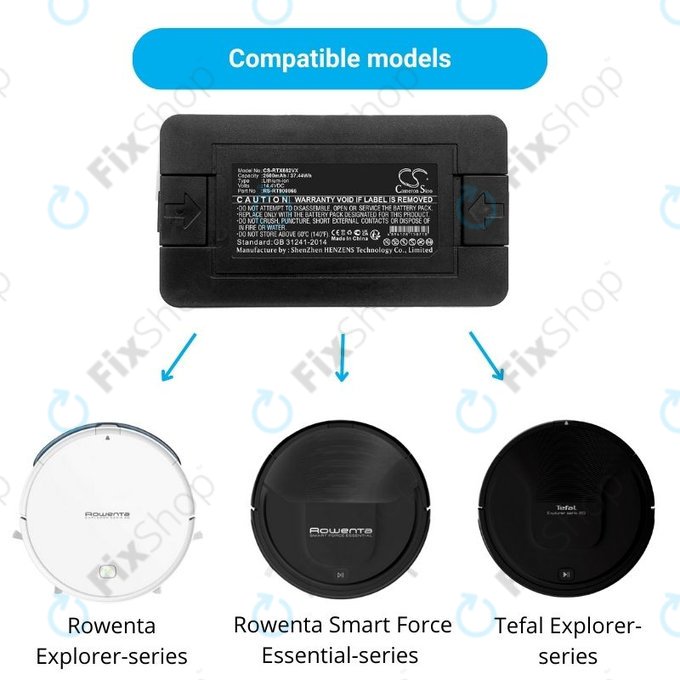 Батерия за Rowenta Explorer-series, Smart Force Essential-series, Tefal Explorer-series, RS-RT900866, Li-Ion 14.4V 2600mAh, HQ